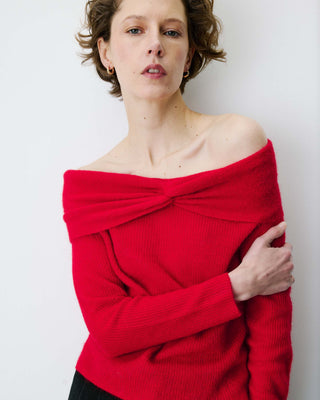 Jersey de hombros descubiertos de manga larga rouge Bisou
