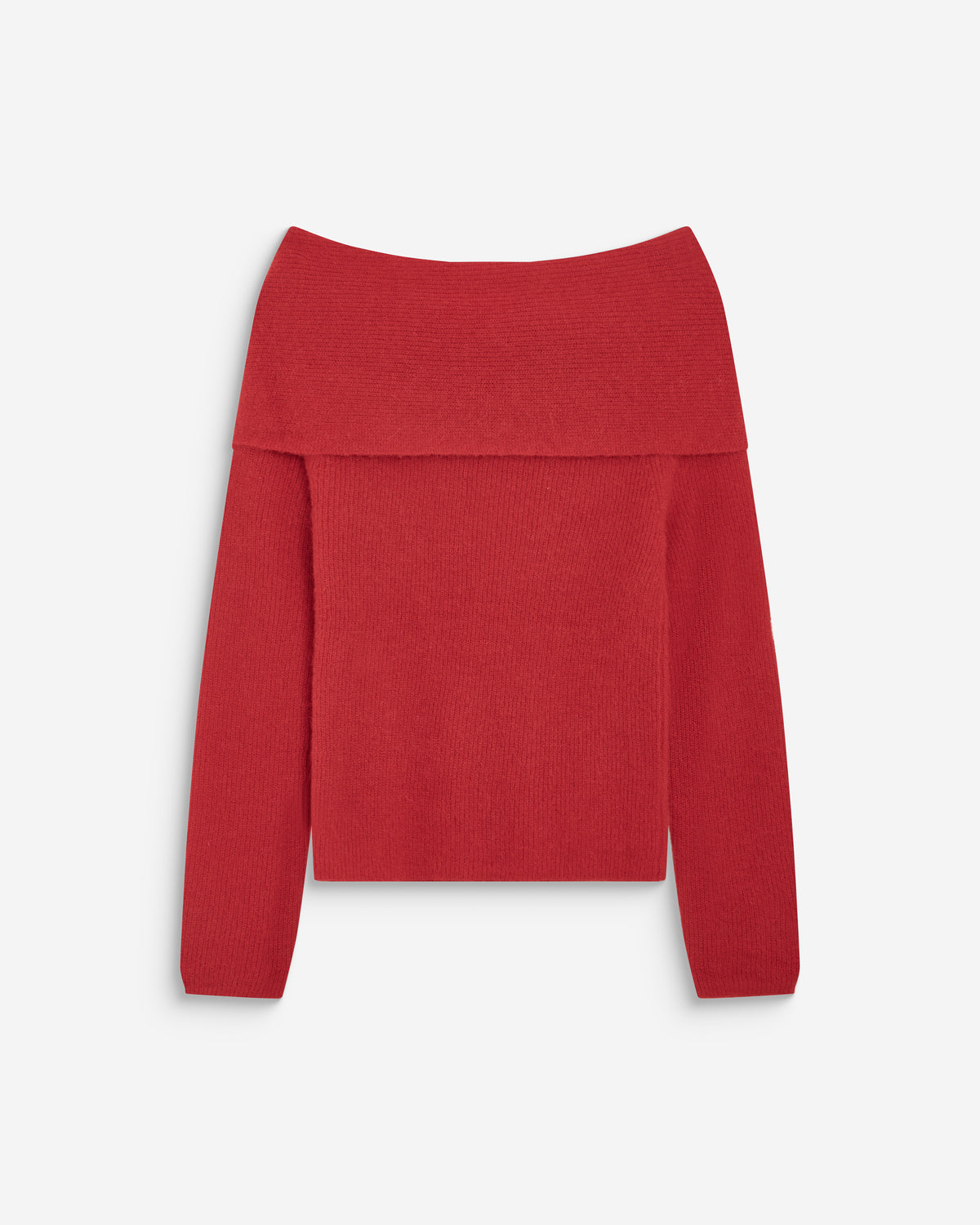 Pull à épaules dénudées manches longues rouge Bisou