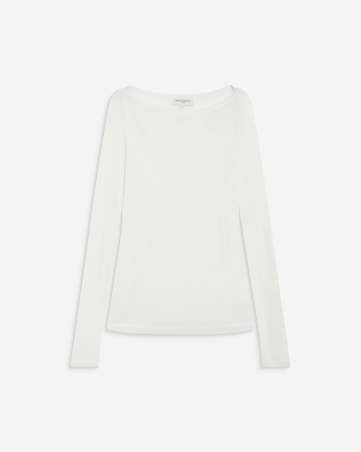 Camiseta de manga larga con cuello barco ivoire Bennett
