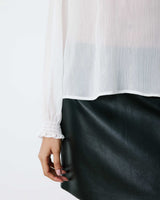 Blouse fluide transparente en mousseline lurex ecru Belinda
