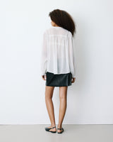 Blouse fluide transparente en mousseline lurex ecru Belinda
