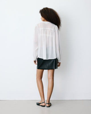 Blouse fluide transparente en mousseline lurex ecru Belinda