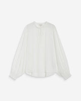 Blouse fluide transparente en mousseline lurex ecru Belinda