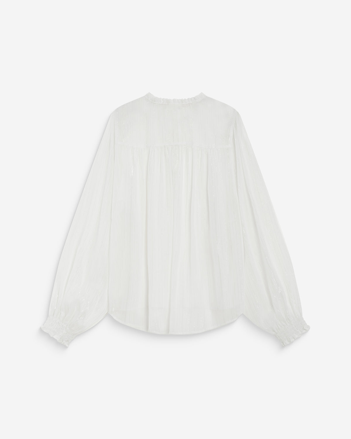 Blouse fluide transparente en mousseline lurex ecru Belinda