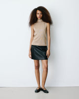 Top col montant en maille lurex sans manches gold Bailey