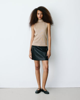 Top col montant en maille lurex sans manches gold Bailey