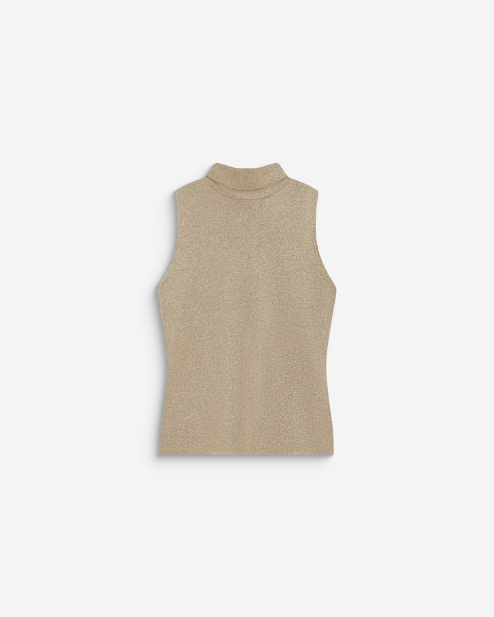 Top col montant en maille lurex sans manches gold Bailey