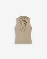 Top col montant en maille lurex sans manches gold Bailey
