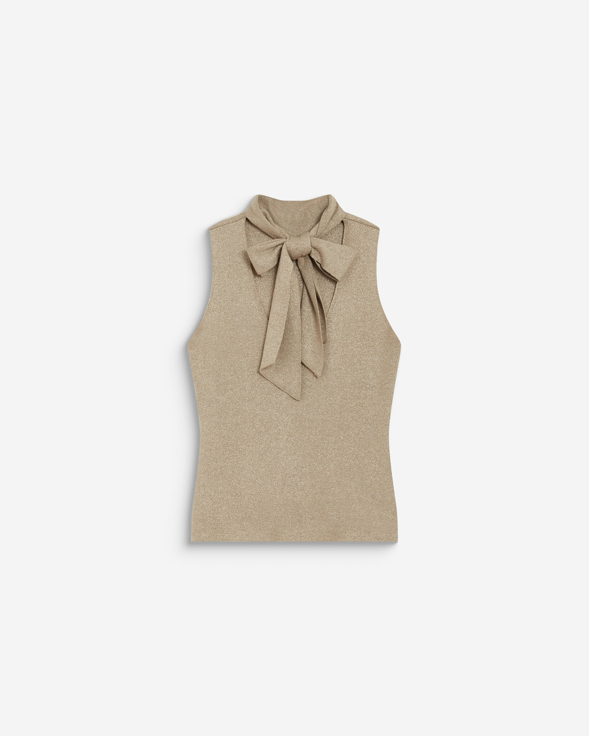 Top col montant en maille lurex sans manches gold Bailey