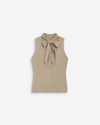 Top col montant en maille lurex sans manches gold Bailey