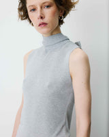 Top col montant en maille lurex sans manches silver Bailey
