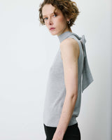 Top col montant en maille lurex sans manches silver Bailey