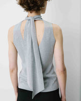 Top col montant en maille lurex sans manches silver Bailey
