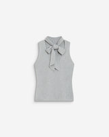 Top col montant en maille lurex sans manches silver Bailey