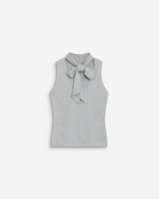 Top col montant en maille lurex sans manches silver Bailey