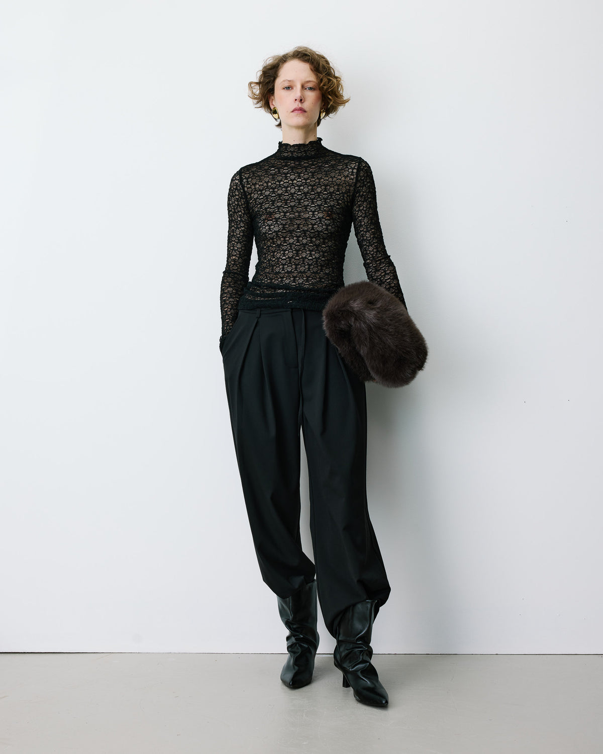 Long-sleeve lace top noir Blake