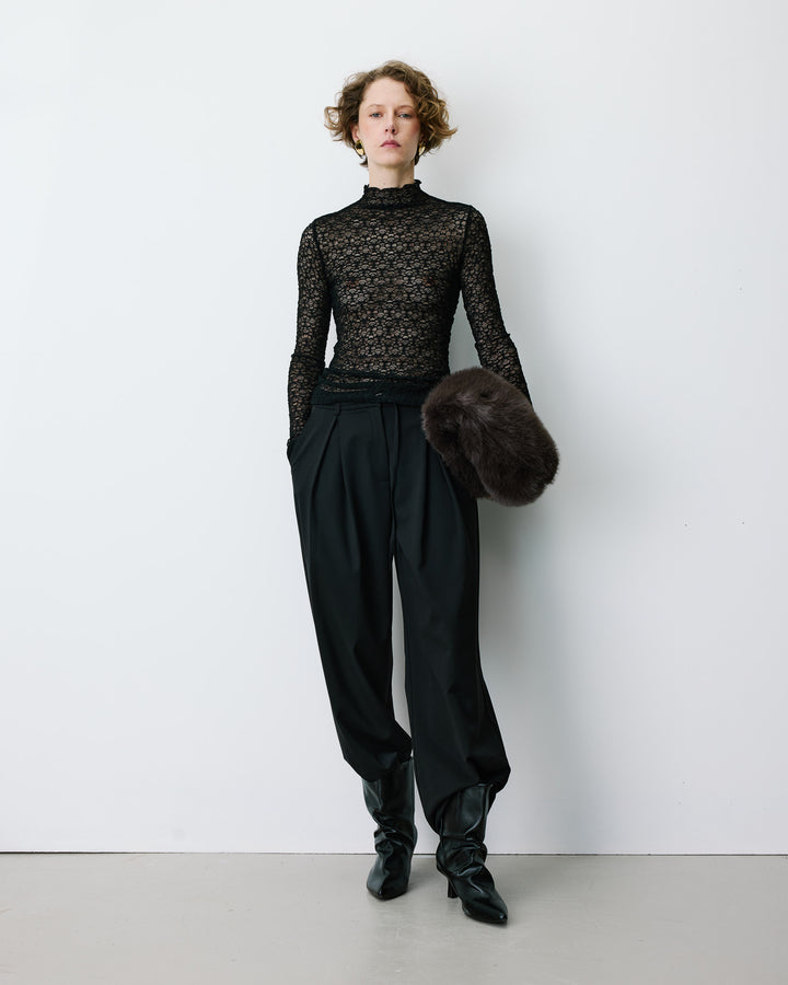 Long-sleeve lace top noir Blake