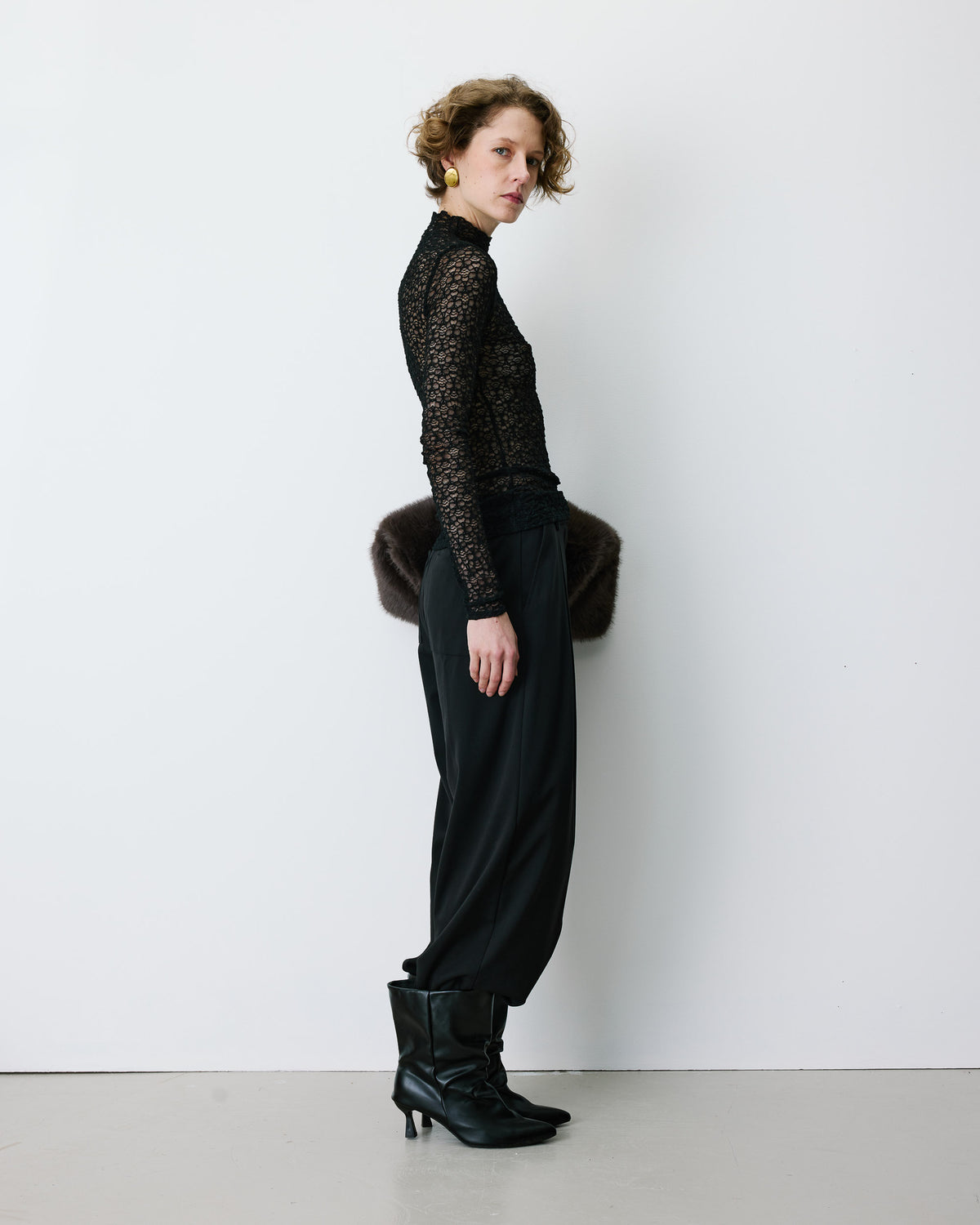 Long-sleeve lace top noir Blake
