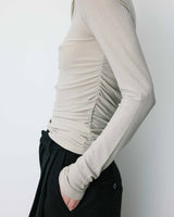 Top drapé ajusté en lurex manches longues gold Beaumont