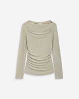 Top drapé ajusté en lurex manches longues gold Beaumont
