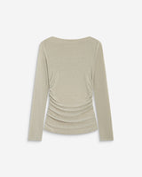 Top drapé ajusté en lurex manches longues gold Beaumont