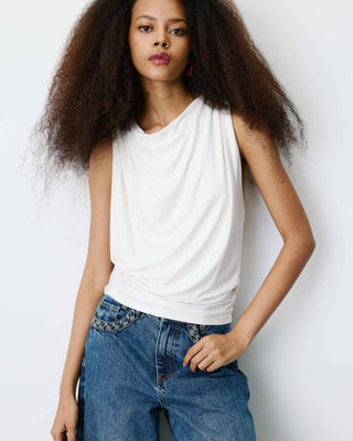 Sleeveless top with back buckle detail ecru Bunny