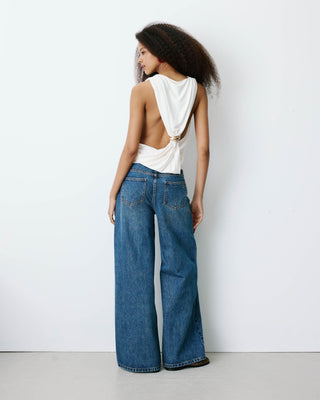 Sleeveless top with back buckle detail ecru Bunny
