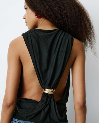 Sleeveless top with back buckle detail noir Bunny