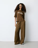 T-shirt oversize en coton à message brodé olive Borys