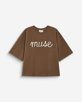 T-shirt oversize en coton à message brodé olive Borys