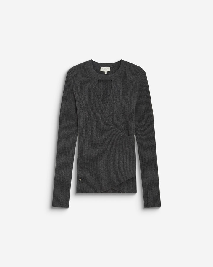 Pull cache-cœur col V près du corps anthracite Bindi