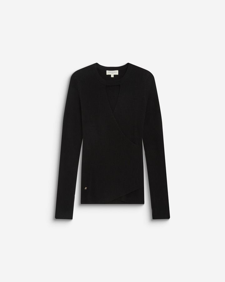 Pull cache-cœur col V près du corps noir Bindi