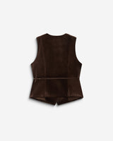 Gilet tailleur velours sans manches à nouer chocolat Benny