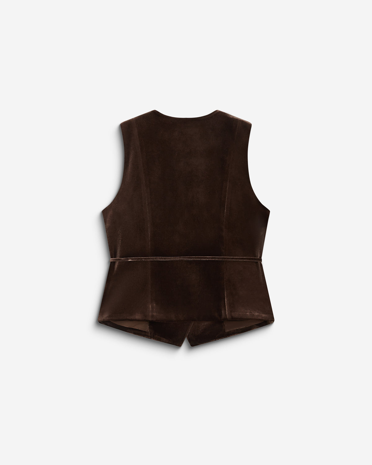 Gilet tailleur velours sans manches à nouer chocolat Benny