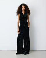 Gilet tailleur velours sans manches à nouer noir Benny