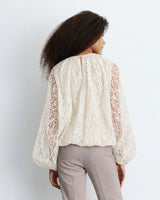 Blouse fluide en dentelle manches bouffantes ecru Beth