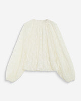 Blusa fluida de encaje con mangas abullonadas ecru Beth