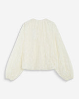Blusa fluida de encaje con mangas abullonadas ecru Beth
