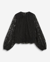 Blouse fluide en dentelle manches bouffantes noir Beth