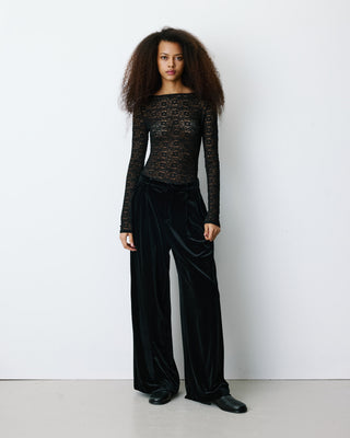 Body seconde peau en dentelle manches longues noir Bolero