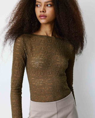 Body de encaje de manga larga olive Bolero