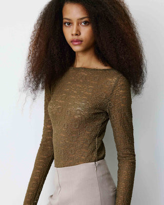 Body de encaje de manga larga olive Bolero
