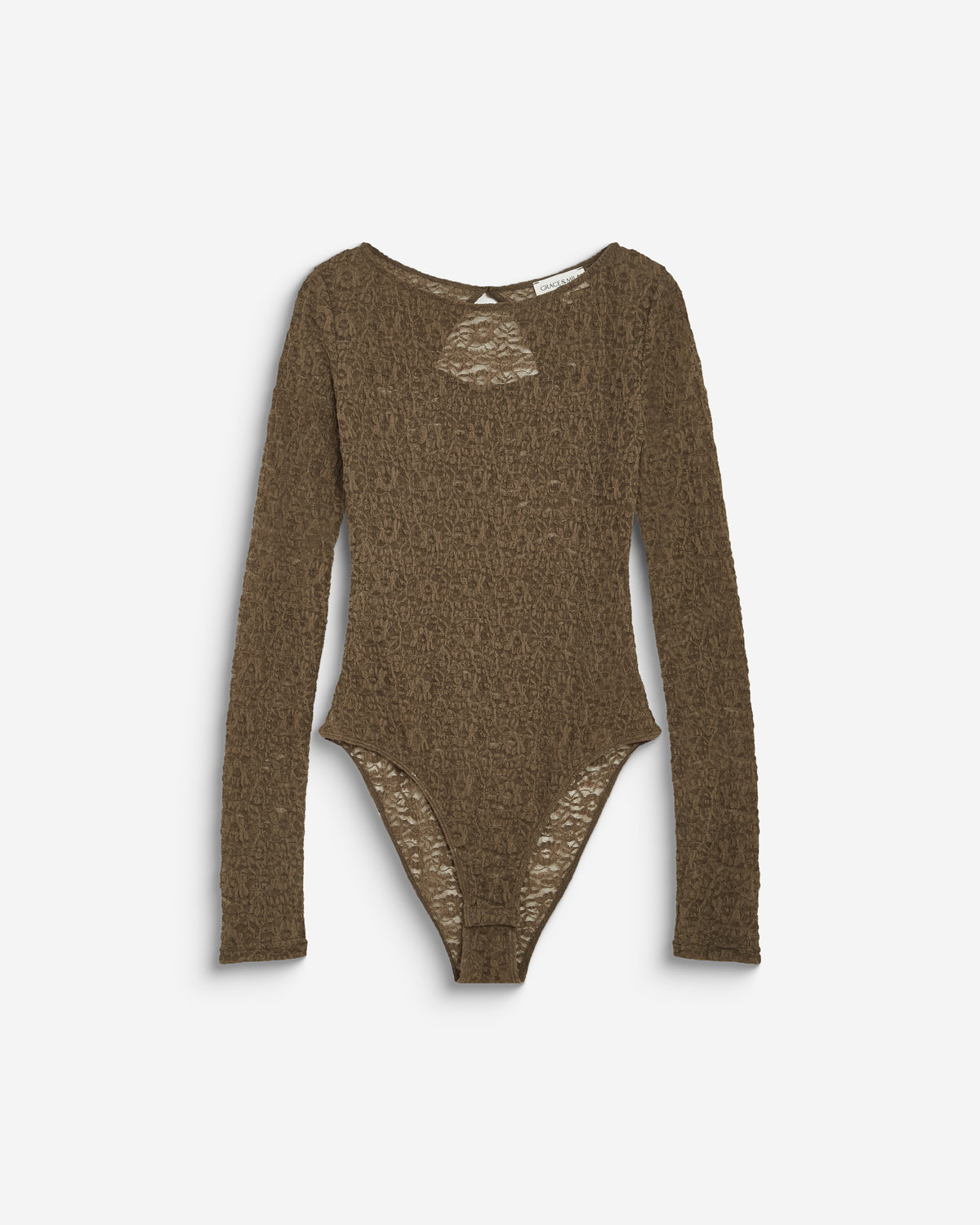 Body seconde peau en dentelle manches longues olive Bolero