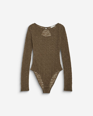 Body de encaje de manga larga olive Bolero