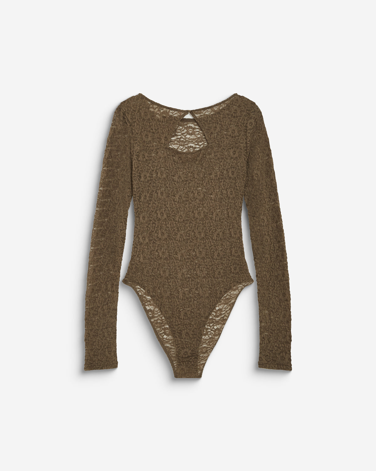 Body seconde peau en dentelle manches longues olive Bolero