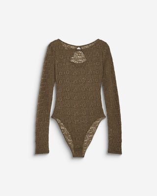 Body de encaje de manga larga olive Bolero