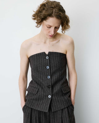Gestreiftes Bustier-Top aus Wollmischung schokobraun Burton