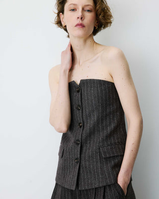 Gestreiftes Bustier-Top aus Wollmischung schokobraun Burton