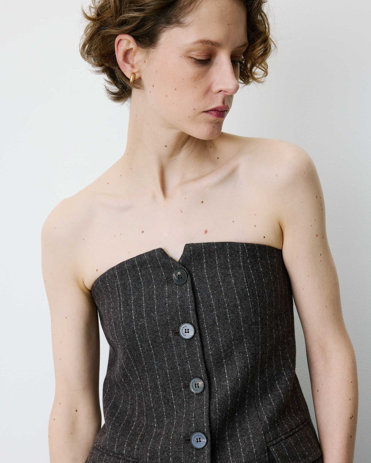 Gestreiftes Bustier-Top aus Wollmischung schokobraun Burton