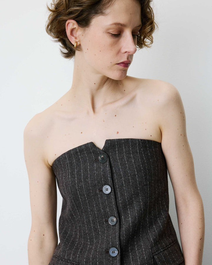 Gestreiftes Bustier-Top aus Wollmischung schokobraun Burton